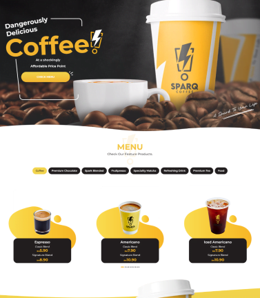 Sparq Coffee Home Page SS